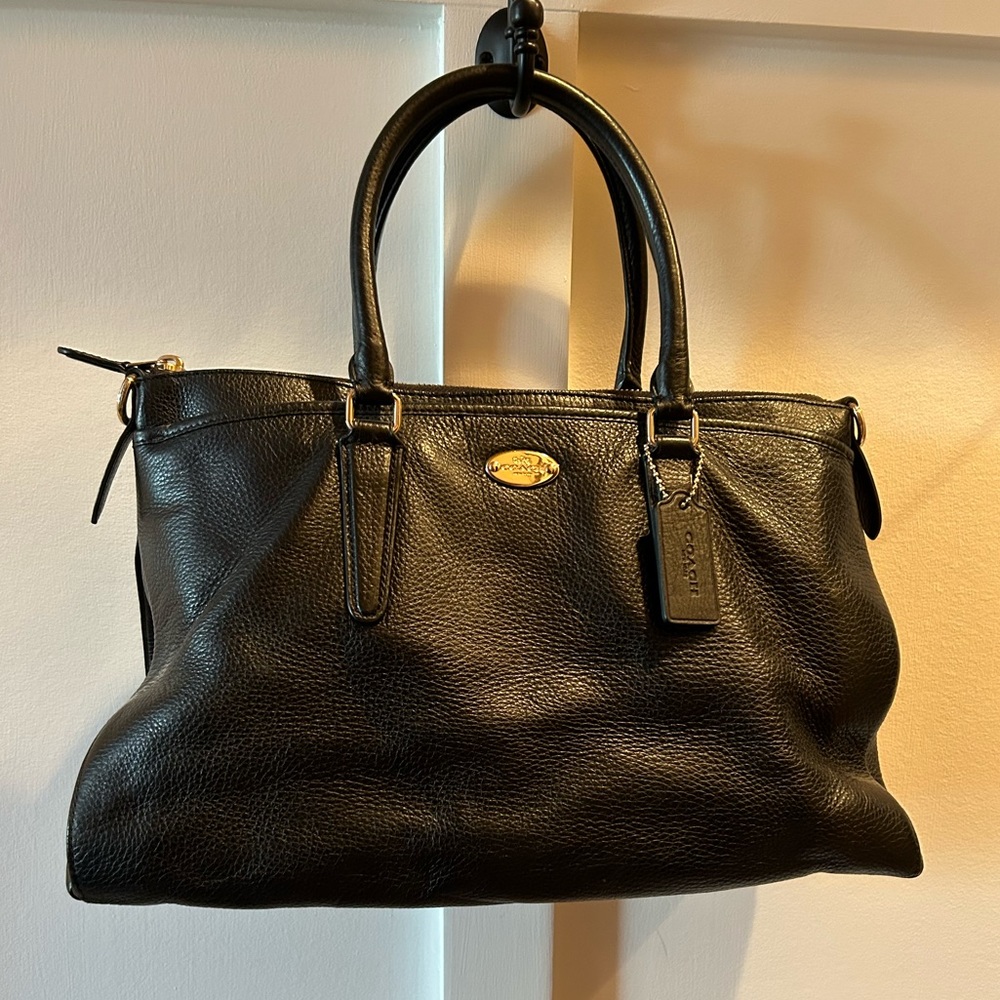 Coach Black Leather Tote Bag